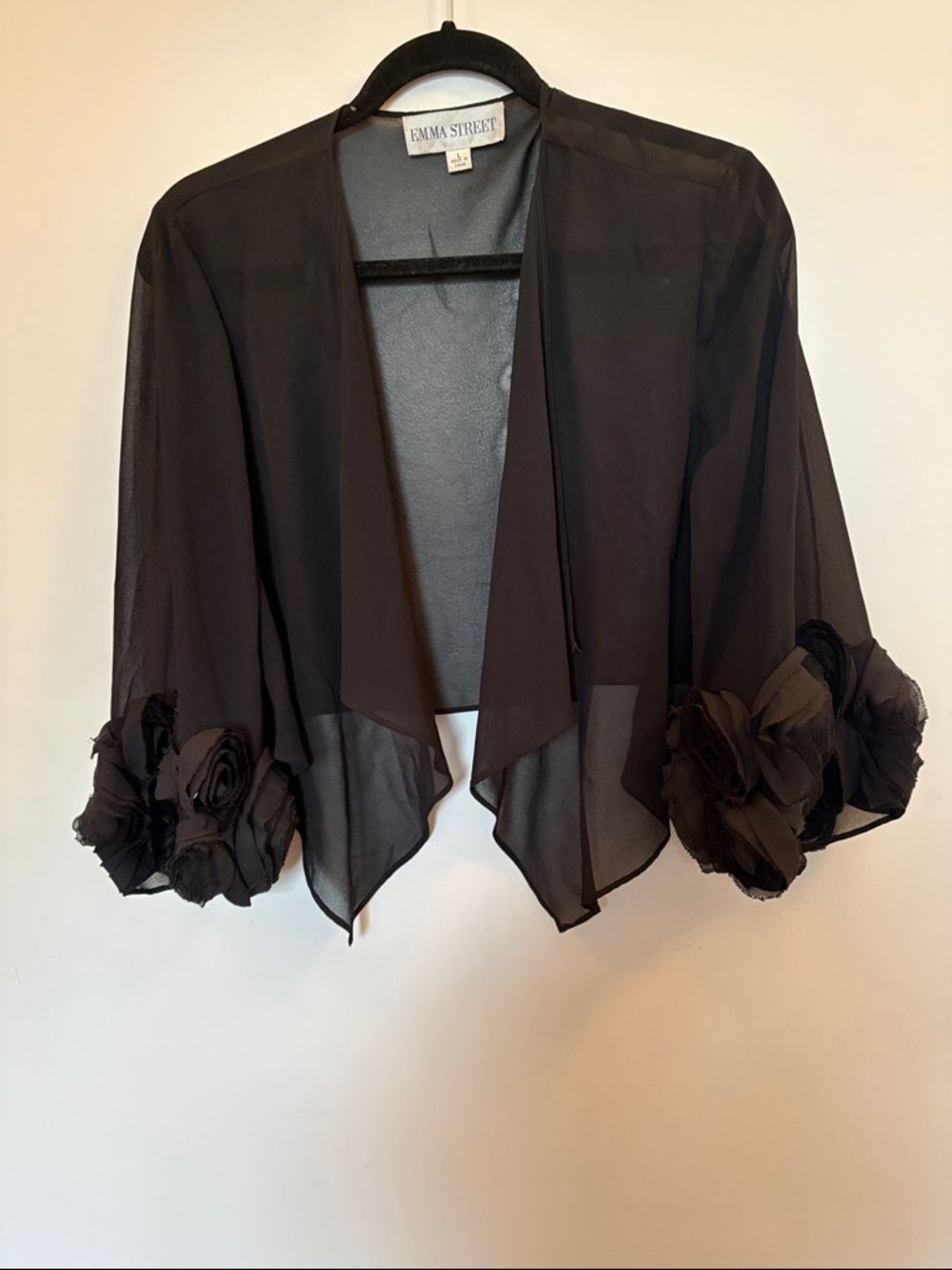 Emma Street Black Sheer Floral Sleeve Shrug